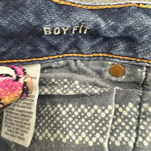 Y2K American Eagle Capri Jeans Womens Size 4 Dark Blue Low Rise Crop Whisker - Picture 4 of 11